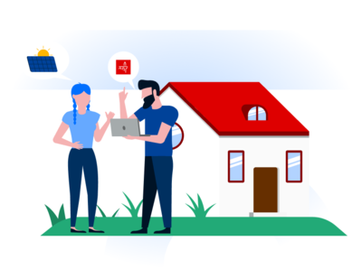 couple qui calcule son prêt écologique pour la rénovation de sa maison