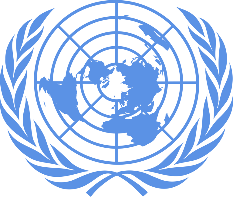 Das Emblem und die Flagge der Vereinten Nationen