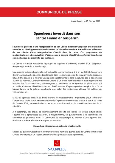 Spuerkeess invests in its Finance Centre Gasperich (French version only)