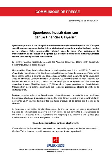 Spuerkeess investit dans son Centre Financier Gasperich