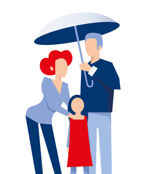 Illustration d'un couple avec leur enfant