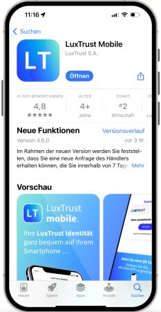 1. Erklärbildschirm zur Migration von LuxTrust zu S‑Net