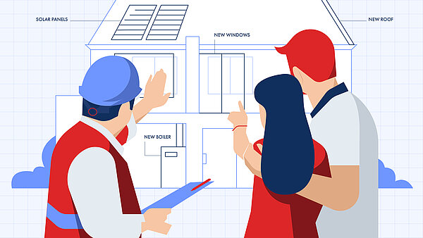 couple look at house plans with site manager