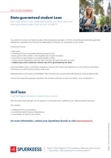 State-guaranteed student Loan & Unif loan