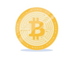 Die Illustration eines Bitcoins