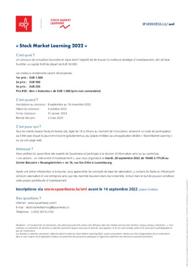 « Stock Market Learning 2022 » (nur französiche Fassung)