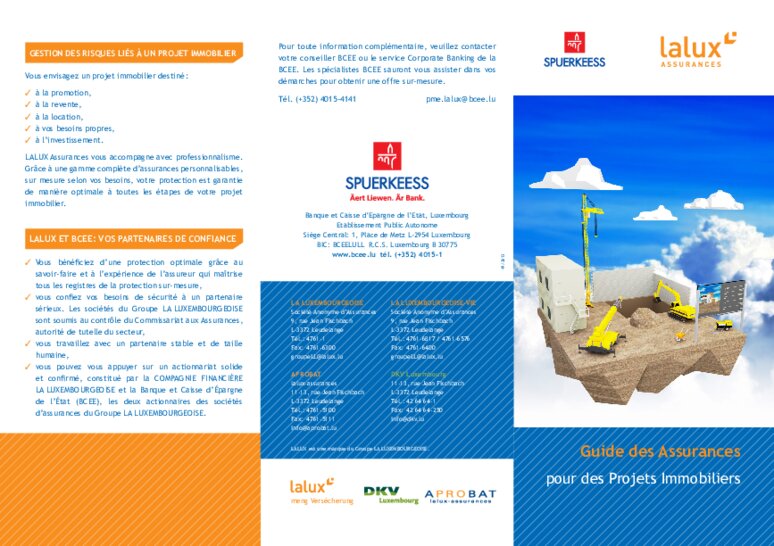 Dépliant "lalux - Guide des Assurances pour Projets Immobiliers" (French version only)