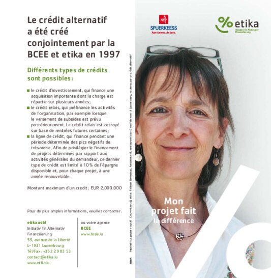 Leaflet "Etika - The alternative loan" (French and german version only)