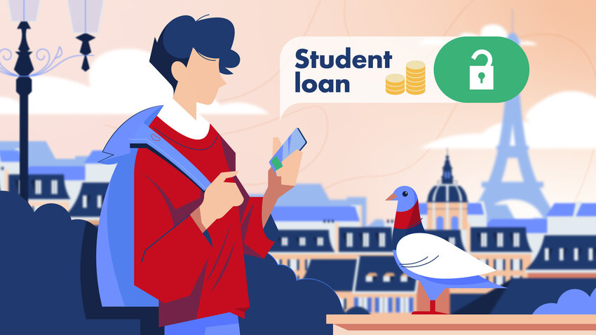 jeune étudiant à paris qui regarde son smartphone