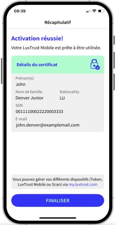 9. Écran explicatif de la migration de LuxTrust vers S‑Net