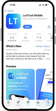 1. Explanatory screen for the LuxTrust to S‑Net migration 