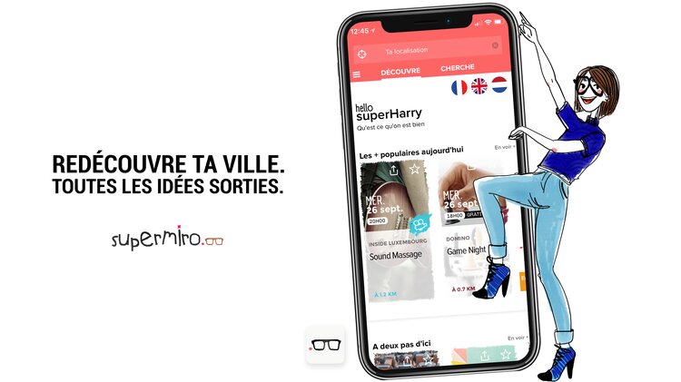 The text reads "Rediscover your city, all the ideas out going out" and the layout of the mobile application is shown.