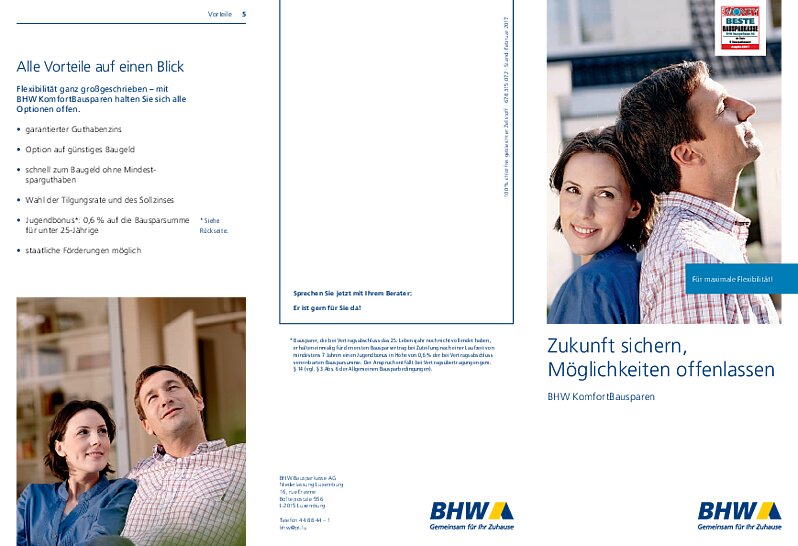 Faltblatt "BHW KomfortBausparen"